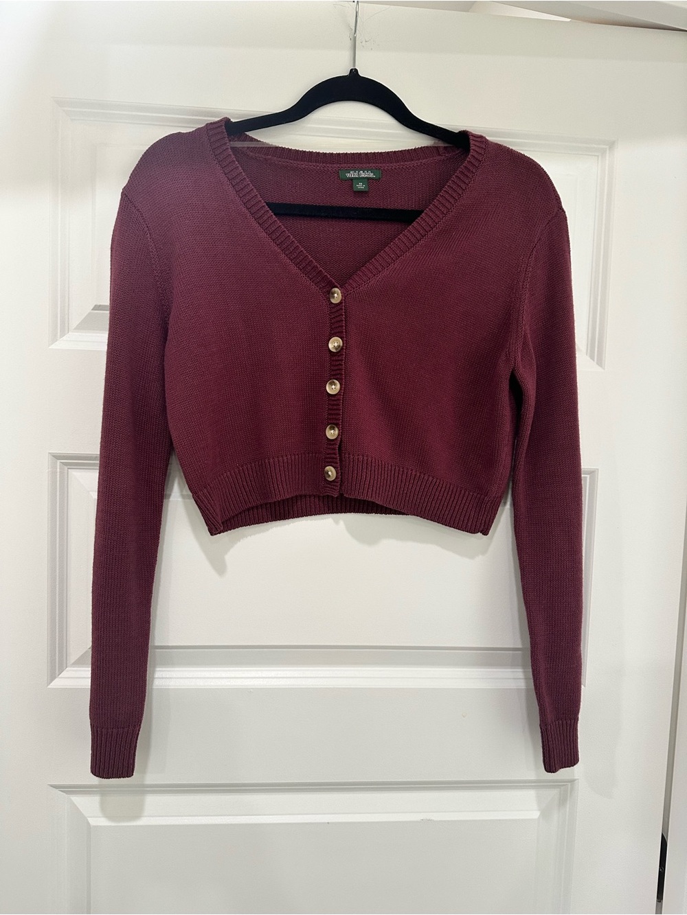Wild Fable Burgundy Knit Sweater Cropped Cardigan Size XS